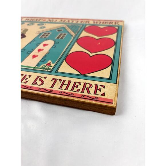VTG No Matter What, No Matter Where LOVE Wooden Wall Decor Plaque Unique - Picture 6 of 10